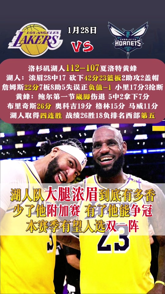 黄蜂连胜湖人，晋级西部半决赛